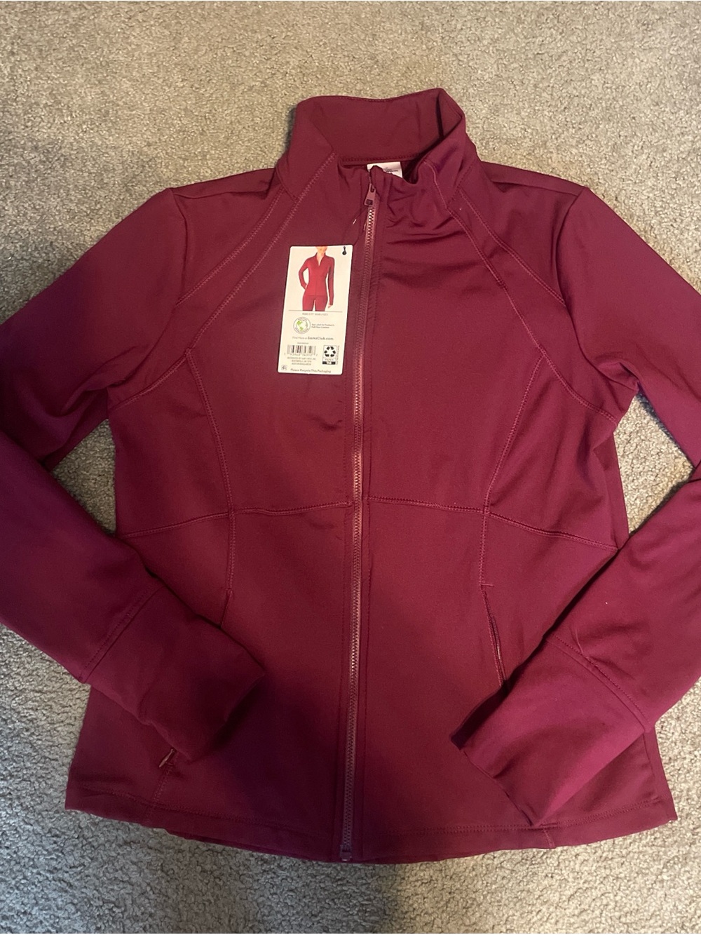 Women's Burgundy Colored Zip-Up Active Jacket